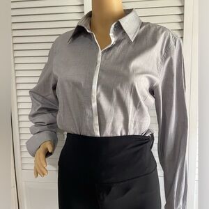 Moda International Men's Gray Dress Shirt with White Placket